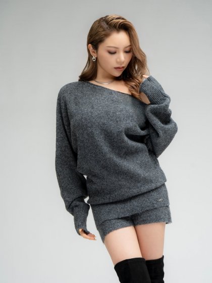 プレート付ワンショルラメニットトップス– EGOIST