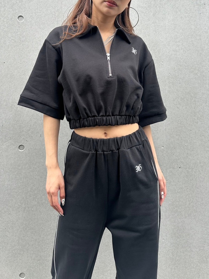 ハーフZIPロゴ刺繍トップス– EGOIST