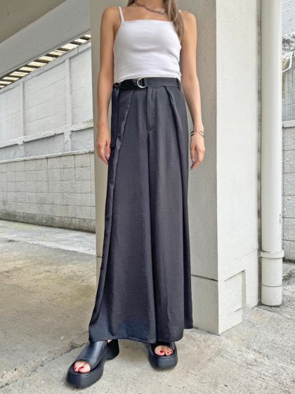 ベルト付ラップシフォンワイドパンツ