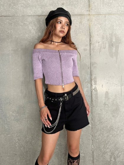 ZIPニットオフショルトップ– EGOIST