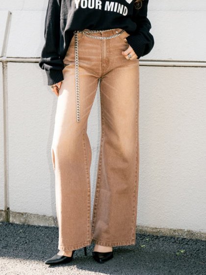 ヴィンテージライク加工ワイドパンツ