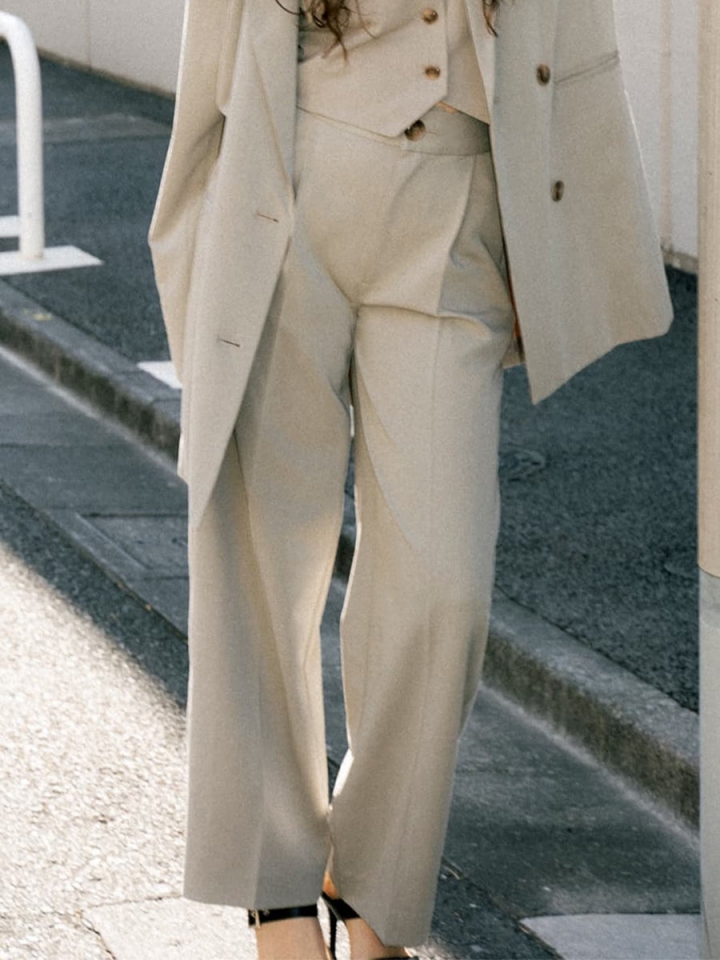 マーブル釦ワイドパンツ マーブル釦ワイドパンツ