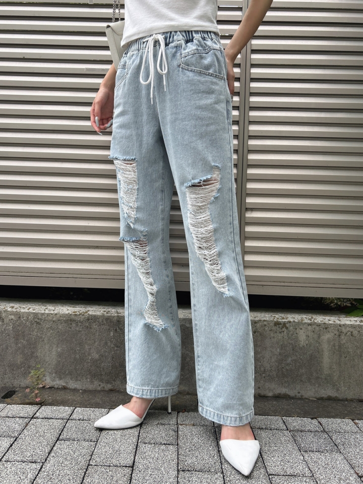ウエストゴム紐デニムパンツ