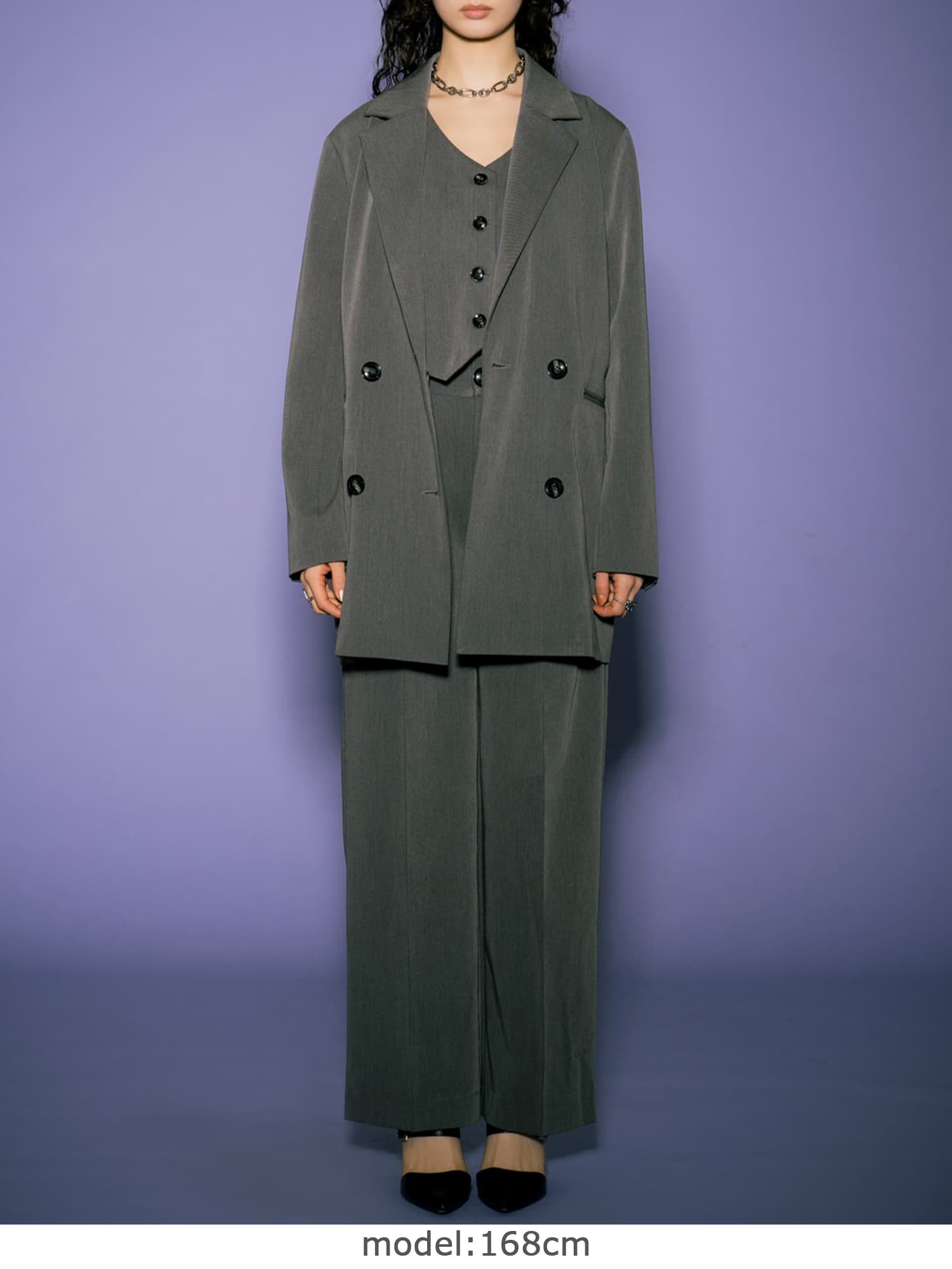 マーブル釦ワイドパンツ