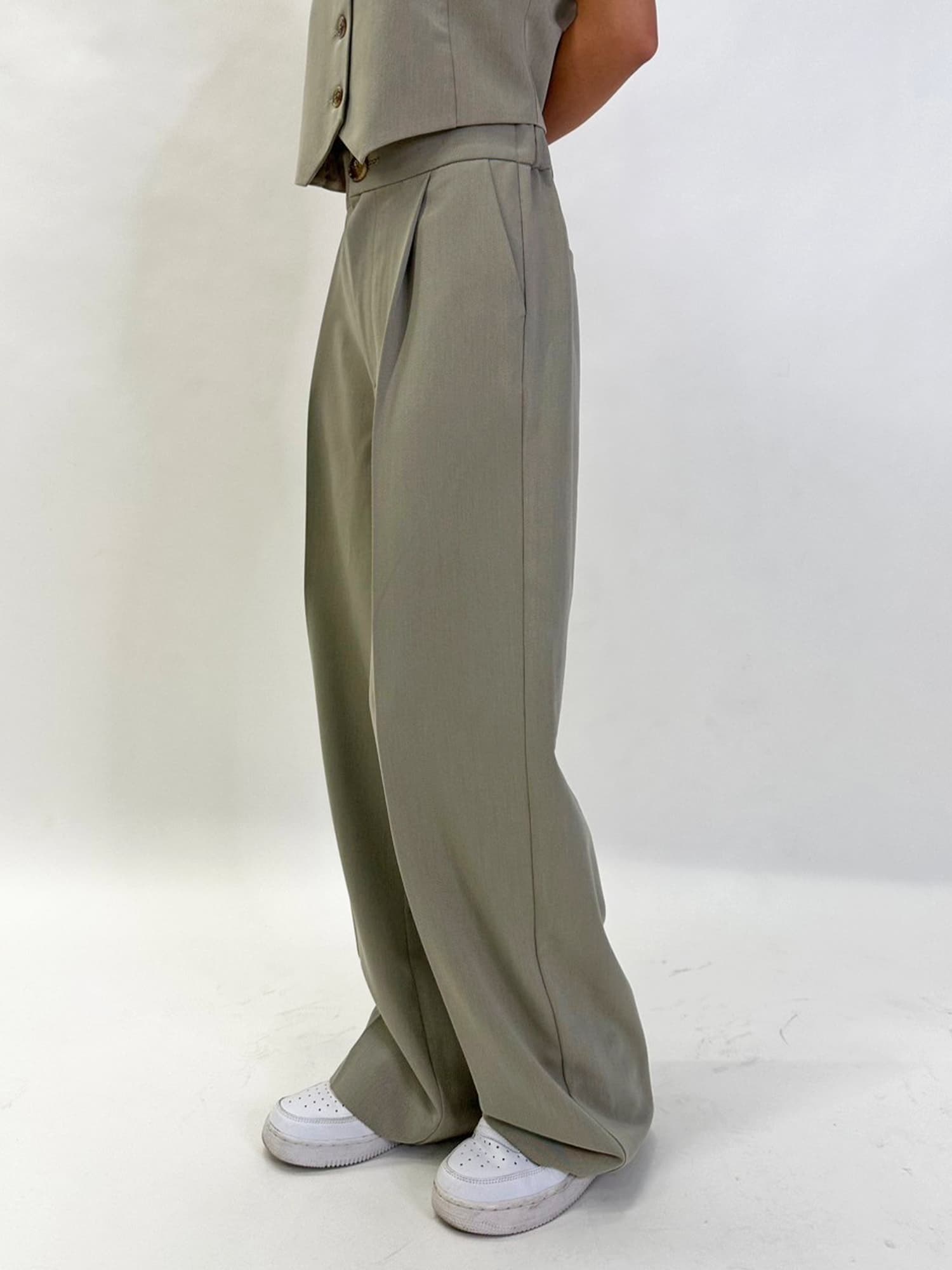 マーブル釦ワイドパンツ