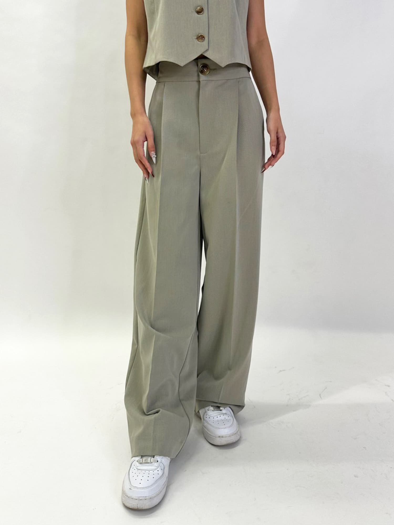 マーブル釦ワイドパンツ