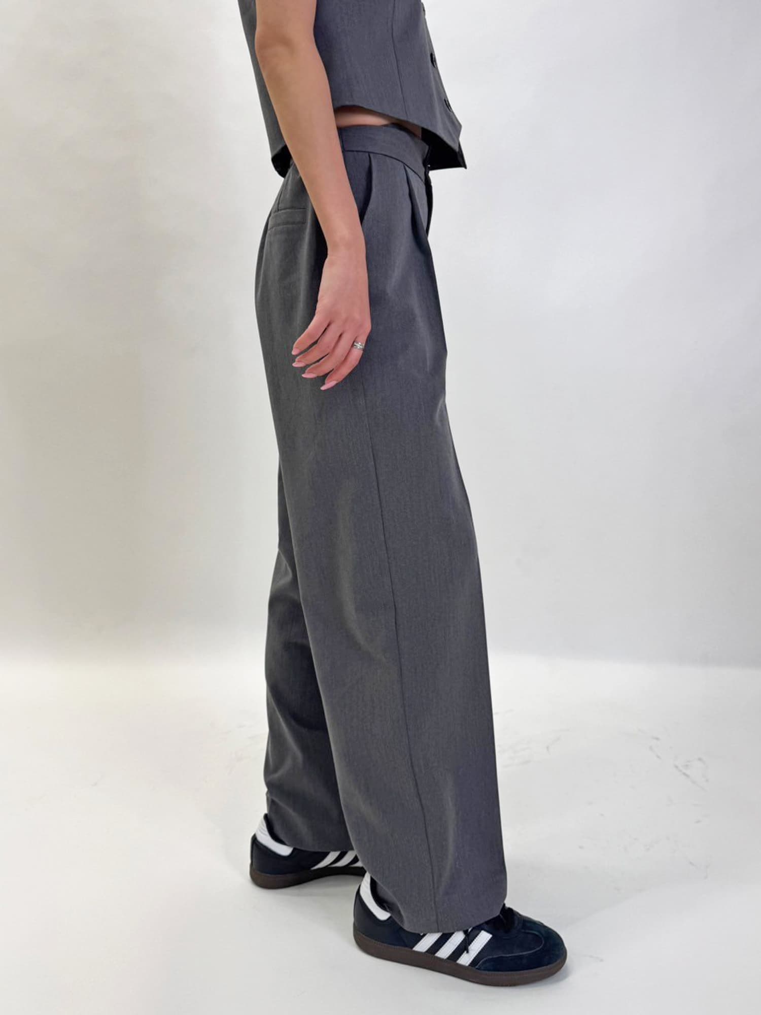 マーブル釦ワイドパンツ