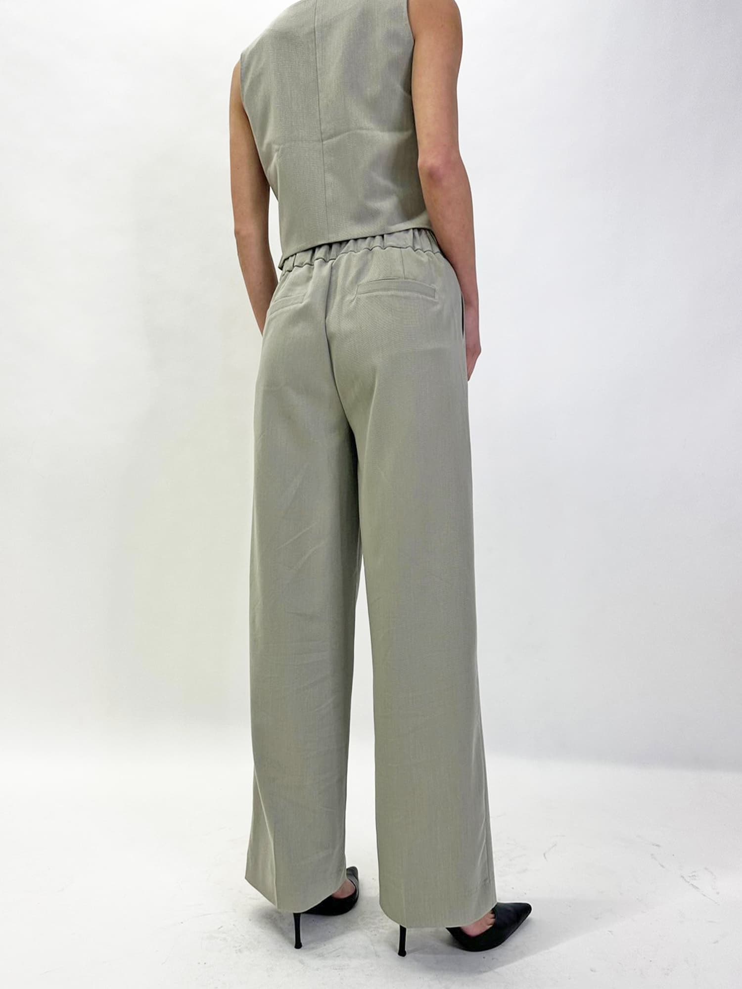 マーブル釦ワイドパンツ